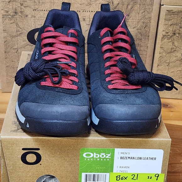 Oboz Shoes Bozeman Low Leather Raven Retail 25 Nib Rare Color Extra Laces Poshmark